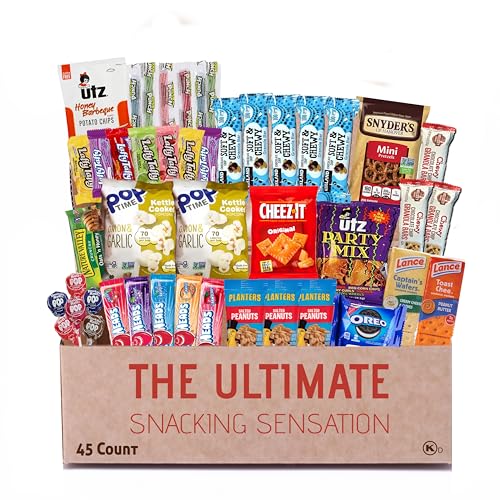 Broadway Basketeers 45 Count Snack Box Variety Pack Care Package for Kids,Teens,Adults,Family,Military,College Students,Birthdays,- Cookies,Chips,Crackers,Pretzels,Candy,Treats,Healthy Snacks